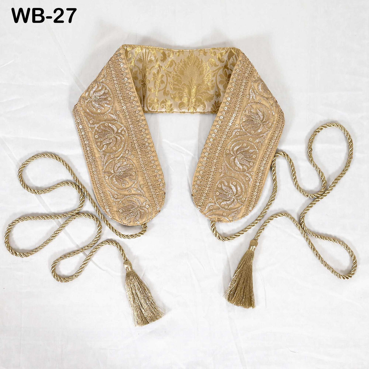 Reversible Embroidery Fabric Belt Gold Obi Wrap Women Sash Belt Adjustable Bohemian Ethnic Customized Summer Wedding Dress Gift Friend Gold