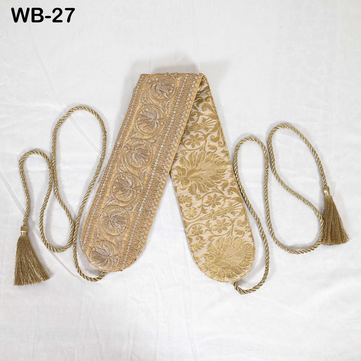 Reversible Embroidery Fabric Belt Gold Obi Wrap Women Sash Belt Adjustable Bohemian Ethnic Customized Summer Wedding Dress Gift Friend Gold