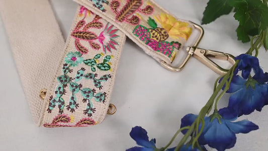 Embroidered Purse Strap Crossbody Strap for Purses Handbag Boho Bag Strap Cactus Embroidery Replacement Strap Boho Guitar Strap Gift for Mom