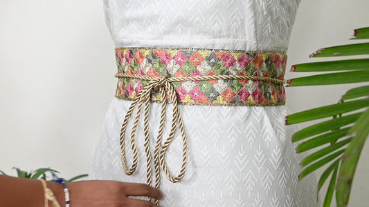 Reversible Embroidered Belt Obi Wrap Women Wedding Sash Belt Adjustable Bohemian Ethnic Customized Summer Dresses Christmas Gift Multicolor