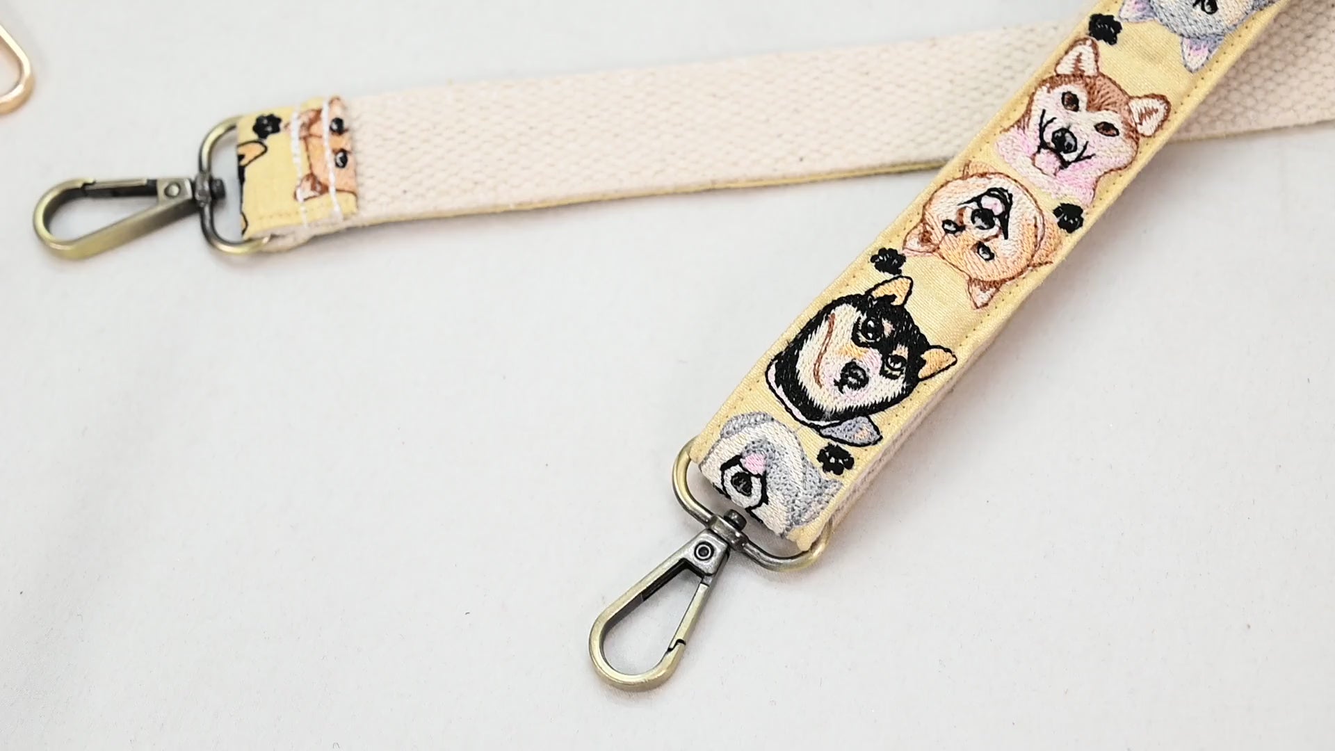 Embroidered Dog Strap, Cotton Jacquard Crossbody Bag Replacement Strap
