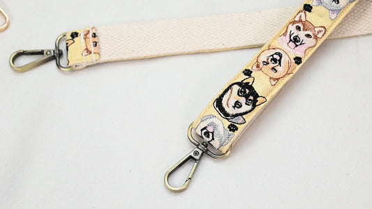 Embroidered Dog Strap, Cotton Jacquard Crossbody Bag Replacement Strap