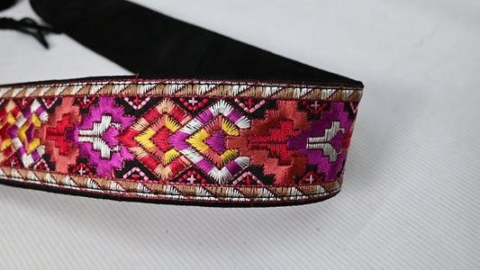 Reversible Embroidery Suede Leather Belt for Women, Bohemian Adjustable Obi Cinch Belt with Braided Ties, Wedding and Summer Dress Accessory