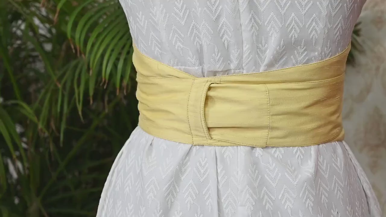 Silk Shantung Fabric Belt Gold Obi Wrap Women Sash Belt Adjustable Customized Wedding Dress Gift Sister Wrap & Tie Dupioni Silk Pale Yellow