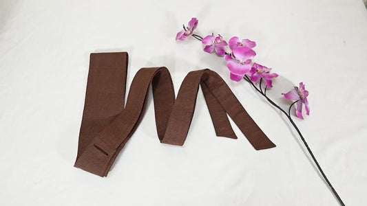 Brown Linen Obi Wrap Sash Belt: Adjustable Bohemian Ethnic Waist Accessory