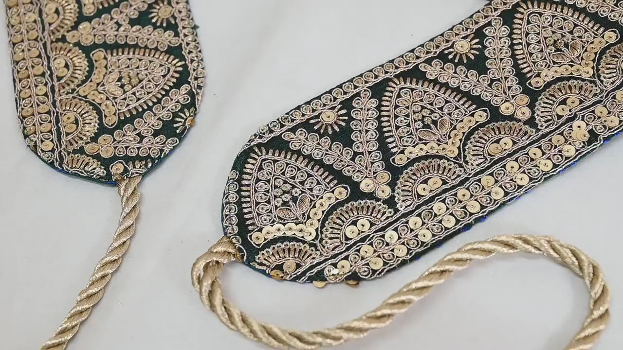 Reversible Embroidery Fabric Belt Gold Obi Wrap Women Sash Belt Adjustable Bohemian Ethnic Customized Summer Wedding Dress Gift Friend Green