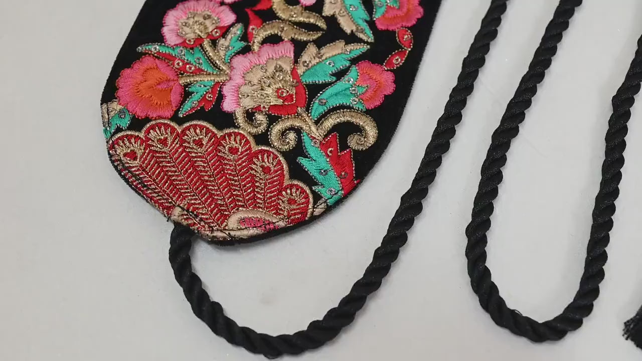 Reversible Embroidery Fabric Belt Blue Obi Wrap Women Sash Belt Adjustable Bohemian Ethnic Customize Summer Wedding Dress Gift for Sister