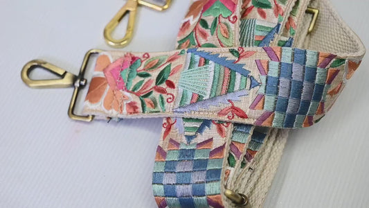 Handbag Strap Gift Girlfriend Floral Embroidery Crossbody Strap for Sling Bag Replacement Strap Embroidered Boho Purse Strap Guitar Strap