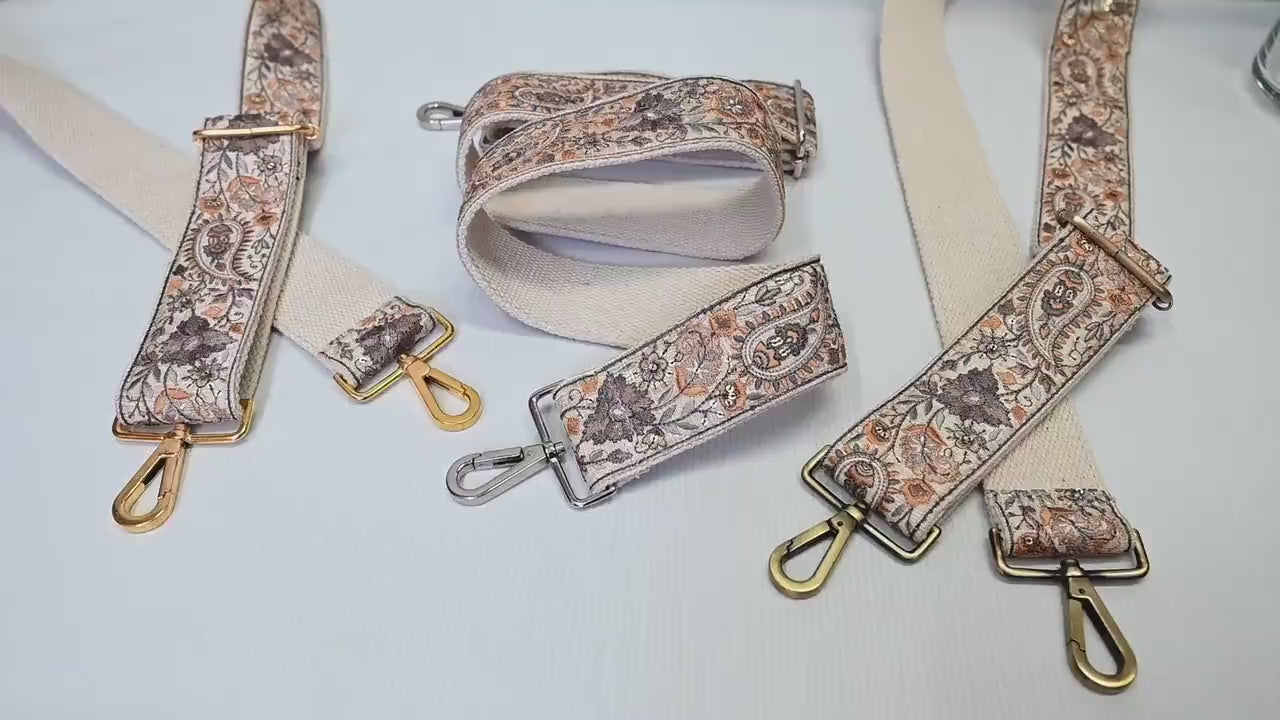 Embroidered Purse Strap Crossbody Strap for Purses Handbag Boho Bag Strap Floral Embroidery Replacement Strap Boho Guitar Strap Gift for her