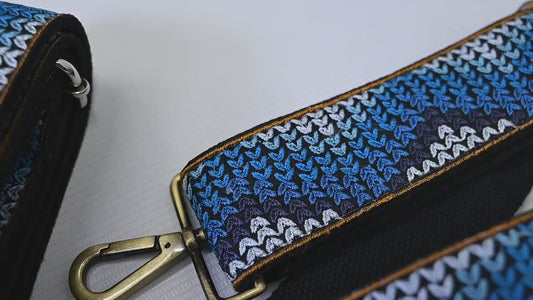 Handbag Strap Gift for Mom Blue Embroidery Replacement Purse Strap Crossbody Strap for Purses Floral Embroidered Bag Strap Boho Guitar Strap