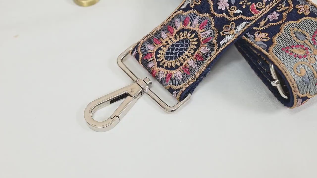 Embroidered Purse Strap Crossbody Strap for Purses Handbag Boho Bag Strap Floral Embroidery Replacement Strap Boho Guitar Strap Gift for Mom