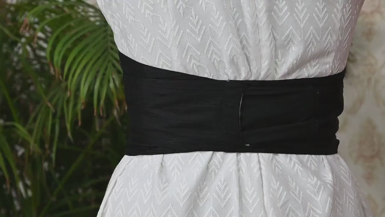 Silk Shantung Reversible Fabric Belt Grey Black Obi Wrap Women Sash Belt Adjustable Customized Wedding Dress Gift Mom Daughter Wrap & Tie
