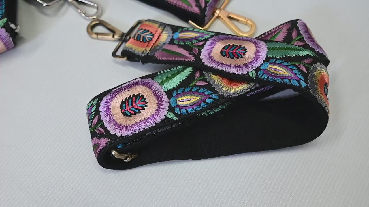 Crossbody Boho Sling Bag Strap for Purses Embroidery Adjustable Guitar Strap Replacement Handbag Strap Gift Friend Embroidered Camera Strap