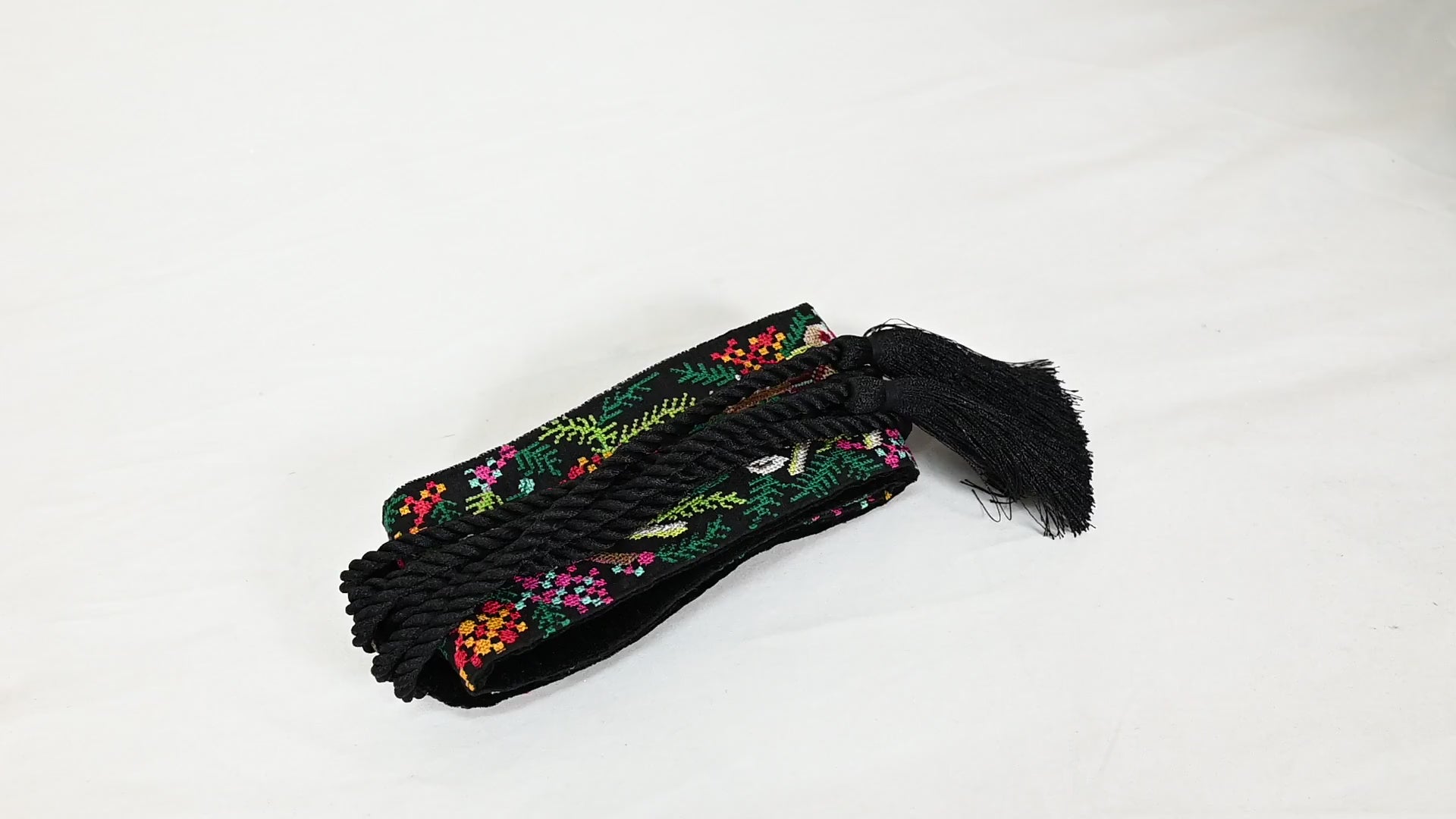 Reversible Embroidery Fabric Belt Black Obi Wrap Women Sash Belt Adjustable Bohemian Ethnic Customize Summer Wedding Dress Gift for Friend