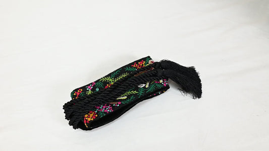 Reversible Embroidery Fabric Belt Black Obi Wrap Women Sash Belt Adjustable Bohemian Ethnic Customize Summer Wedding Dress Gift for Friend