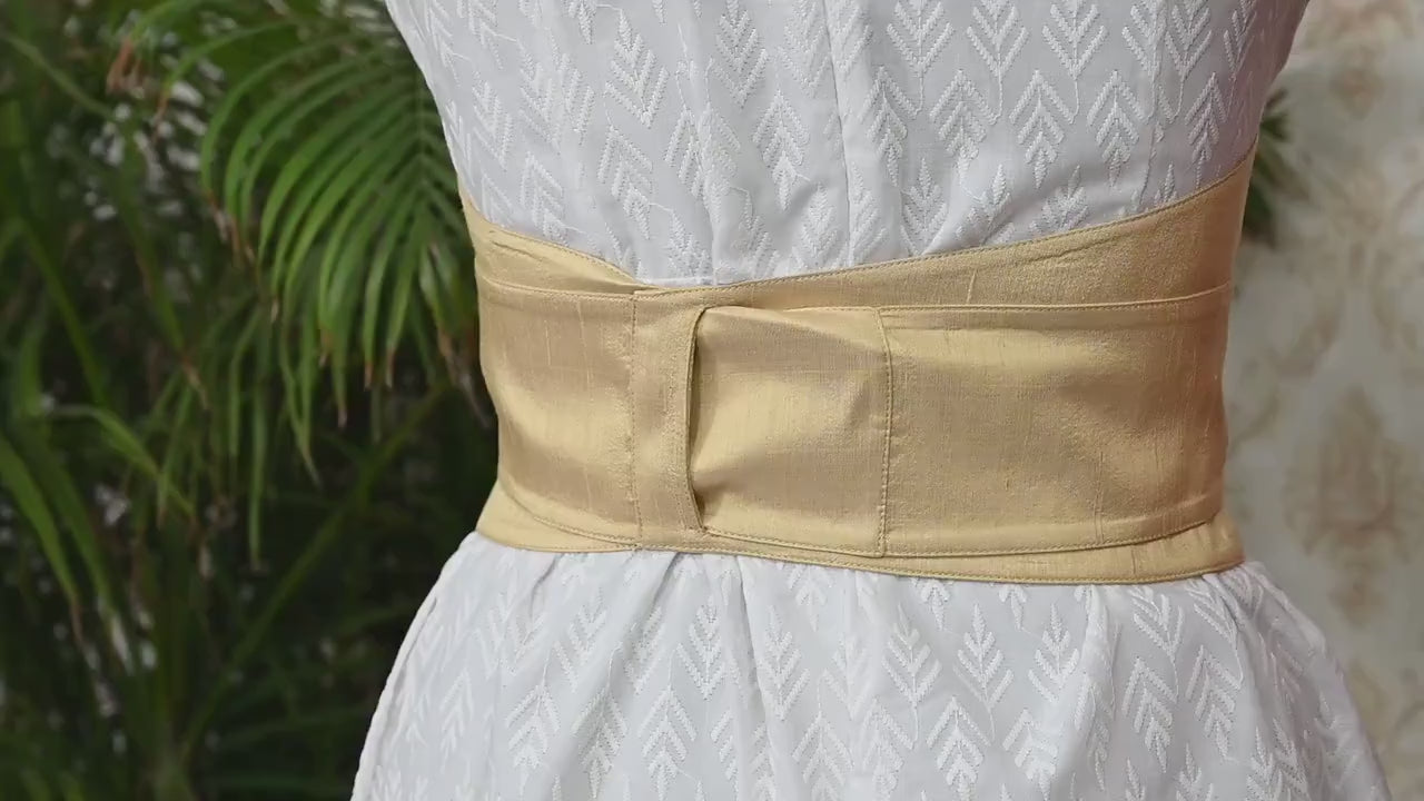 Silk Shantung Fabric Belt Gold Obi Wrap Women Sash Belt Adjustable Customized Wedding Dress Gift for Friend Wrap & Tie Dupioni Silk