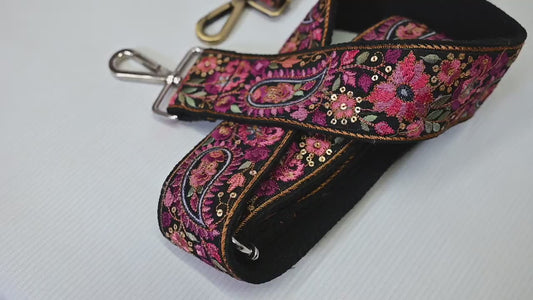Embroidered Purse Strap Crossbody Strap for Purses Handbag Boho Bag Strap Floral Embroidery Replacement Strap Boho Guitar Strap Gift for her