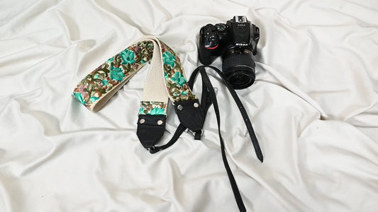 Black Leather Camera Strap Photographer Gift Adjustable Camera Neck Strap Embroidery Sling DSLR Camera Accessories Gift Boyfriend, Father