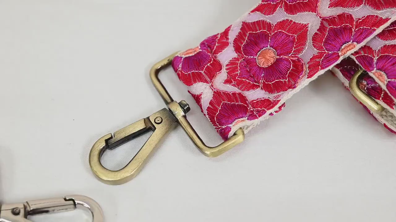 Embroidered Messenger Bag Strap Crossbody Strap for Purses Handbag Bag Strap Floral Embroidery Replacement Guitar Strap Gift Girlfriend, Mom
