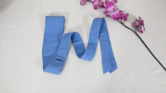 Blue Linen Fabric Belt Obi Wrap Women Sash Belt Adjustable Customized Wedding Dress Gift Sister Wrap & Tie