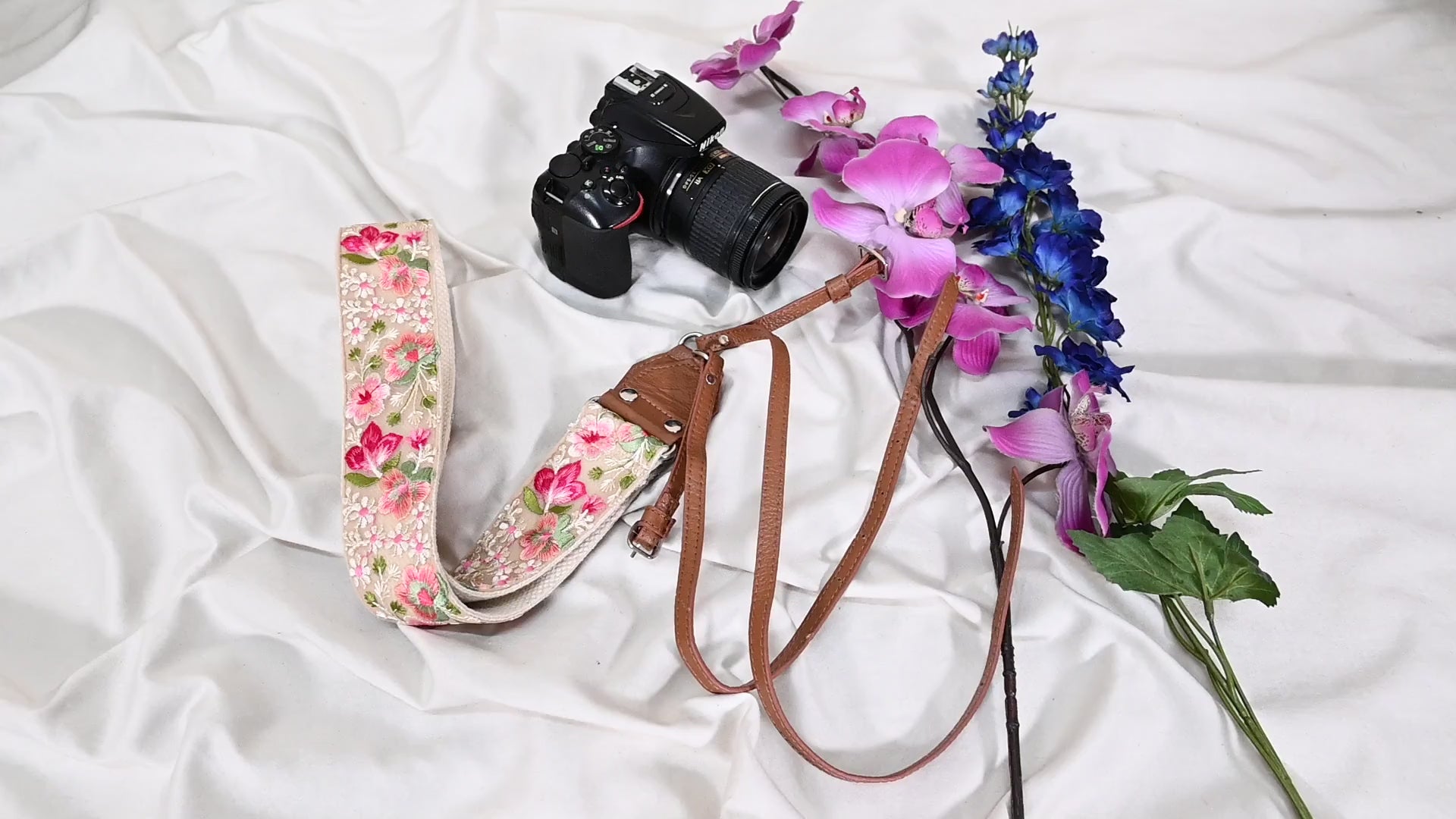 Leather Camera Strap Photographer Gift Adjustable Camera Neck Strap Embroidery Sling DSLR Camera Accessories Brown Gift Boyfriend, Sister (Copy)