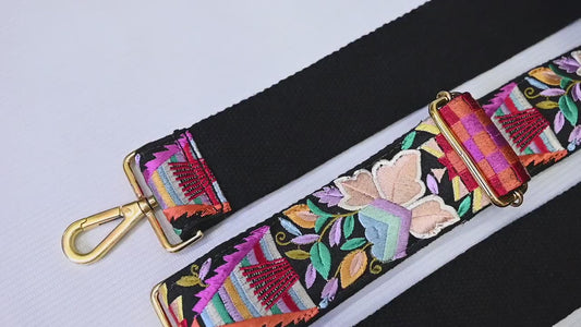 Gift Girlfriend Floral Embroidery Crossbody Strap for Sling Bag Replacement Strap Embroidered Boho Purse Strap Guitar Strap Handbag Strap