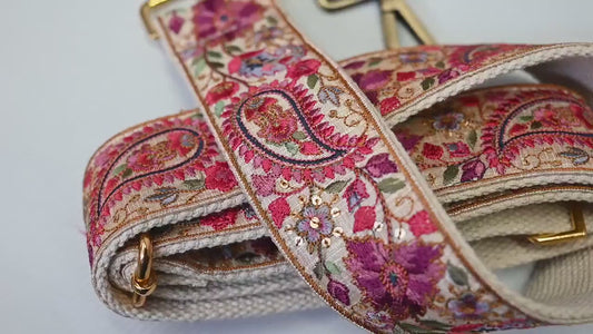 Embroidered Purse Strap Crossbody Strap for Purses Handbag Boho Bag Strap Floral Embroidery Replacement Strap Boho Guitar Strap Gift for her