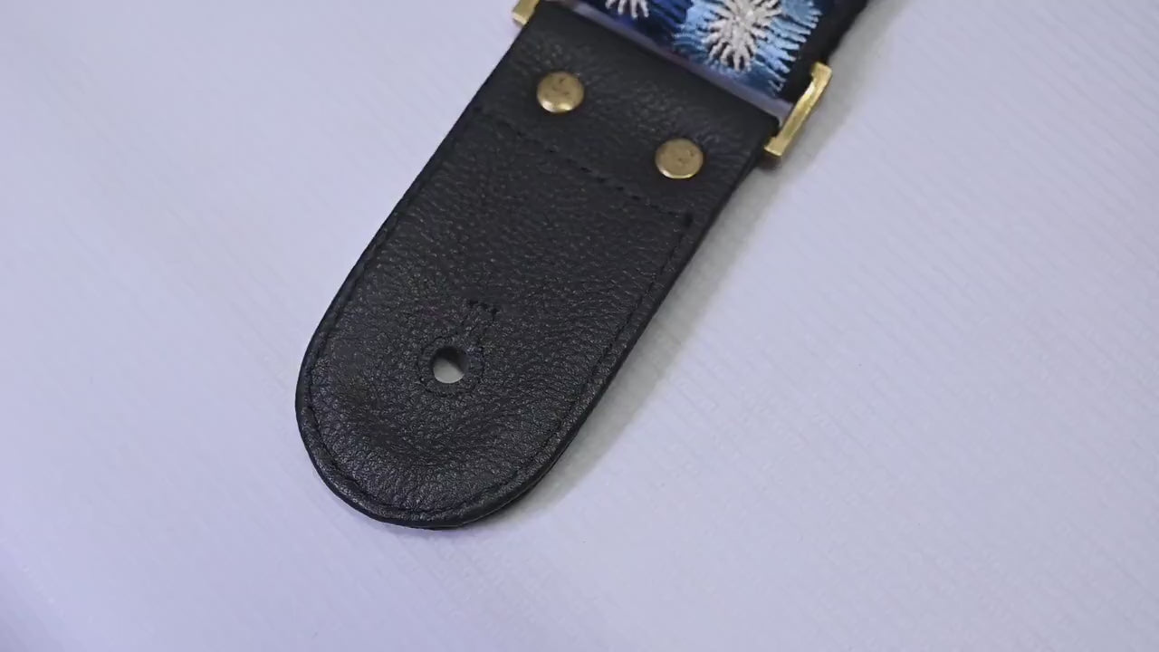 Adjustable Acoustic Guitar Strap Fender Electric Guitar Bass Leather Ukulele Boho Design Unique Blues Gift for Guitar Player Musician Mom - Buckle it up store