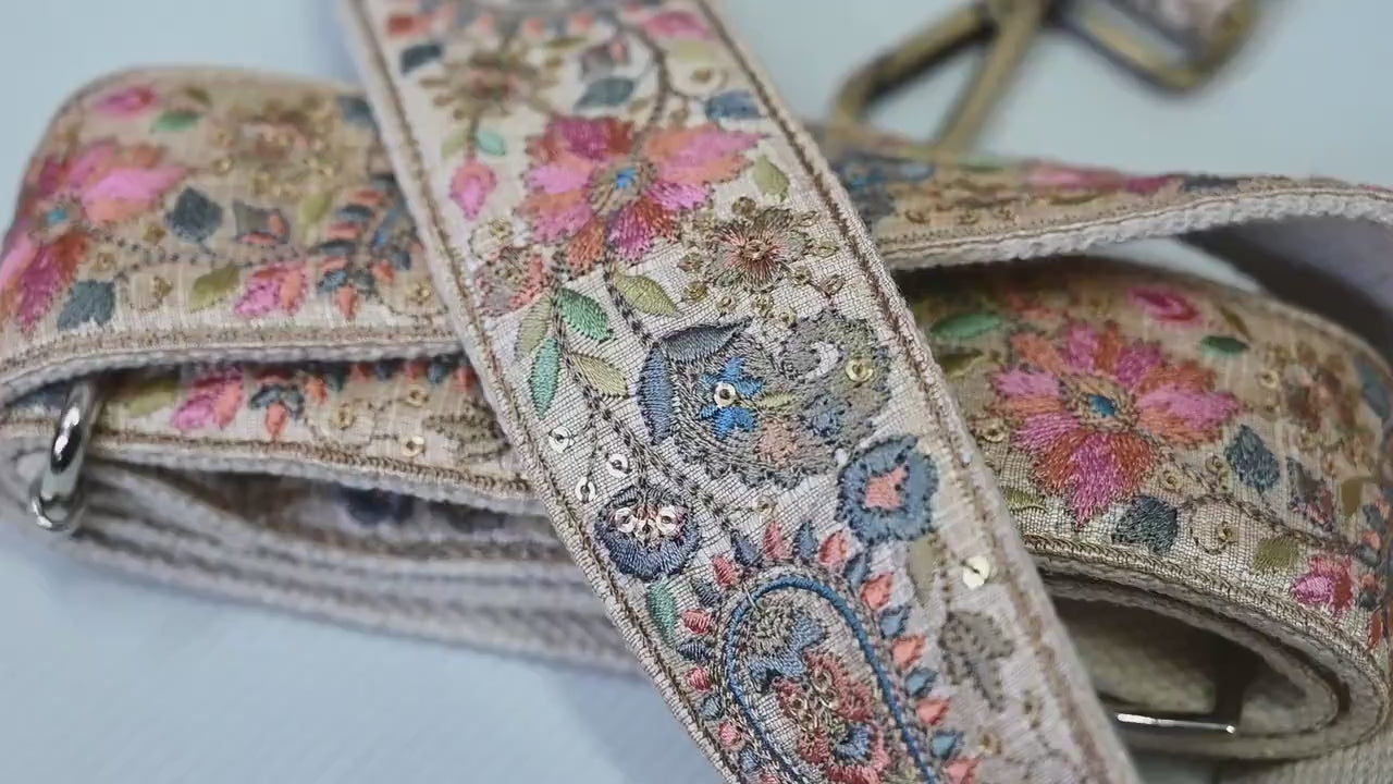 Embroidered Purse Strap Crossbody Strap for Purses Handbag Boho Bag Strap Floral Embroidery Replacement Strap Boho Guitar Strap Gift for her