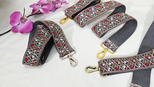 Embroidered Purse Strap Crossbody Strap for Purses Handbag Bag Strap Floral Embroidery Replacement Strap Boho Guitar Strap Gift Wife