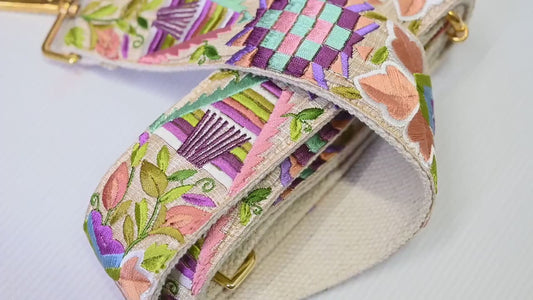 Replacement Strap Gift Girlfriend Floral Embroidery Crossbody Strap for Sling Bag Embroidered Boho Purse Strap Guitar Strap Handbag Strap