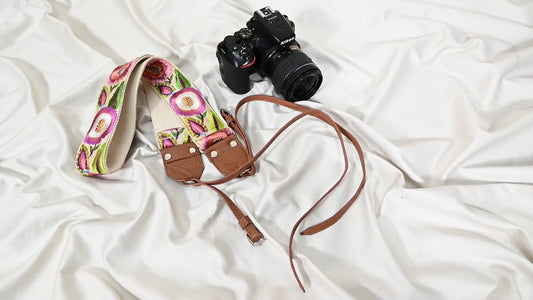 Leather Camera Strap Photographer Gift Adjustable Camera Neck Strap Embroidery Sling DSLR Camera Accessories Brown Gift Boyfriend, Father