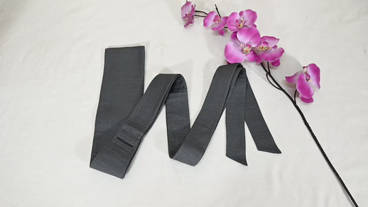 Grey Linen Fabric Belt Obi Wrap Women Sash Belt Adjustable Customized Wedding Dress Gift Sister Wrap & Tie