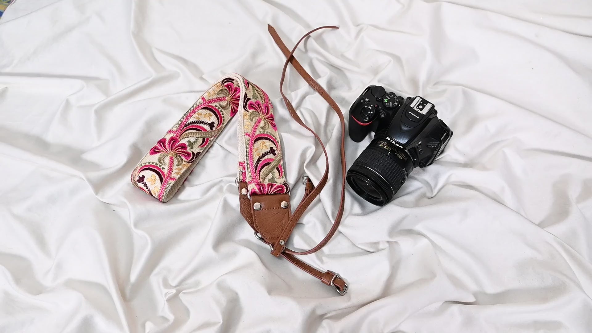 Brown Leather Camera Strap Replacement Adjustable Embroidery Shoulder or Neck strap DSLR Camera Accessories Gift for Son, Photographers, Mom