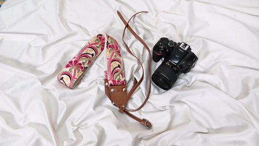 Brown Leather Camera Strap Replacement Adjustable Embroidery Shoulder or Neck strap DSLR Camera Accessories Gift for Son, Photographers, Mom