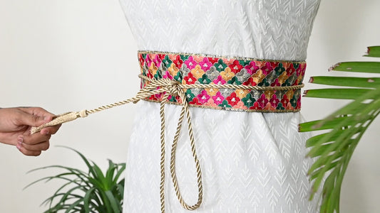 Multicolor Reversible Embroidered Belt Obi Wrap Women Wedding Sash Belt Adjustable Bohemian Ethnic Customized Summer Dresses Christmas Gift