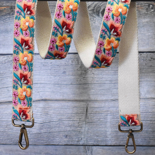 Embroidered Purse Strap Crossbody Strap for Purses Boho Bags Strap Embroidery Replacement Strap Boho Guitar Strap Handbag Strap gift for her