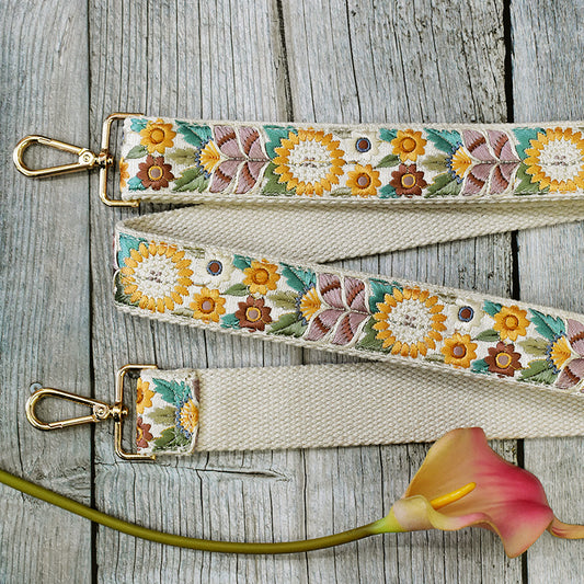 Embroidered Purse Strap Crossbody Strap for Purses Boho Bags Strap Embroidery Replacement Strap Boho Guitar Strap Handbag Strap gift for her