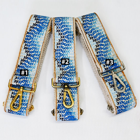 Blue Embroidery Replacement Camera Strap Crossbody Strap for Purses Embroidered Bag Boho Guitar Handbag Strap Gift for Mother