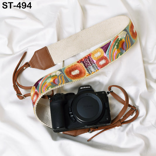 Replacement Leather Camera Strap Gift for Daughter Photographers Adjustable Embroidery Shoulder or Neck strap DSLR Camera Accessories Brown