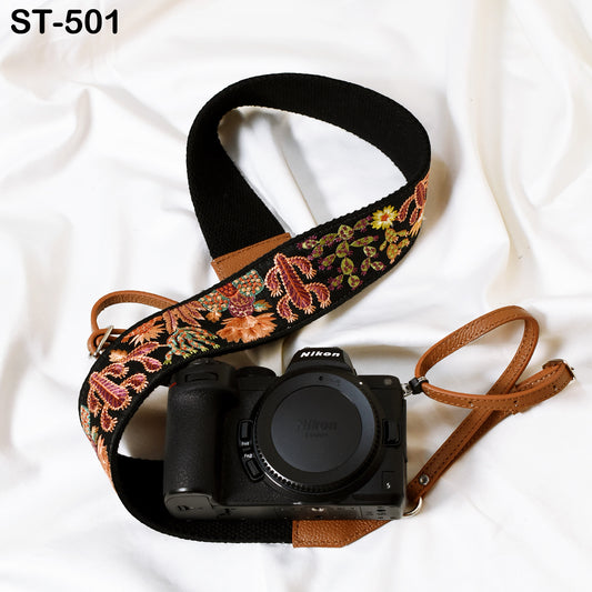 Camera Strap Photographer Sling Brown Leather Strap Embroidery DSLR Camera Accessories Camera Holder Neck Shoulder Strap Gifts Boyfriend