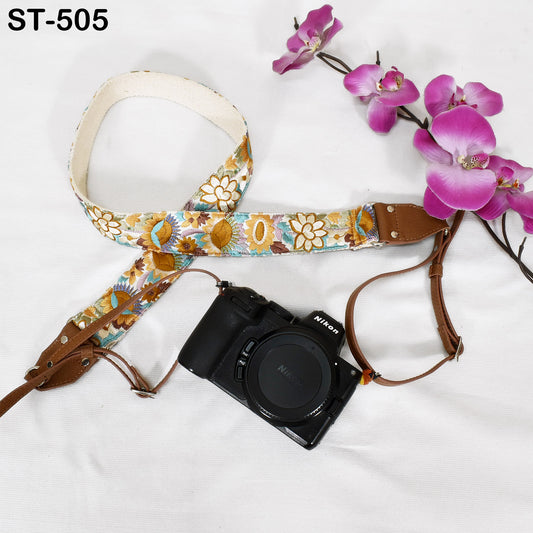 Gift Girlfriend Sling Camera Strap Photographer Leather Strap Brown Embroidery DSLR Camera Accessories Camera Holder Neck Shoulder Strap