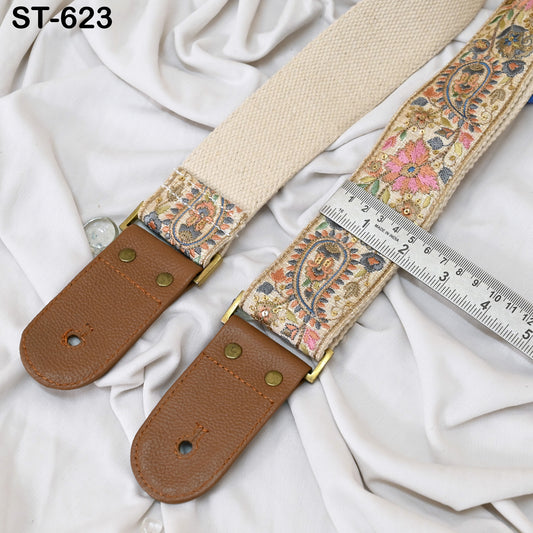 Adjustable Acoustic Guitar Strap Fender Electric Guitar Bass Leather Ukulele Boho Design Unique Blues Gift for Guitar Player Musician Friend
