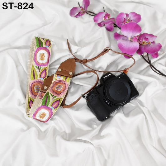 Leather Camera Strap Photographer Gift Adjustable Camera Neck Strap Embroidery Sling DSLR Camera Accessories Brown Gift Boyfriend, Father