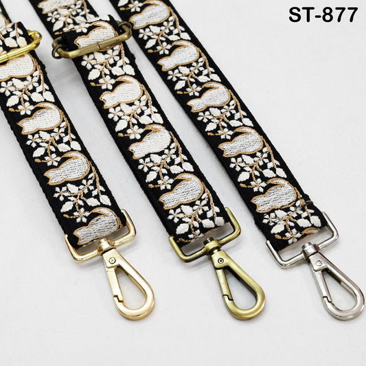 Embroidered Cats Purse Strap, Adjustable Boho Crossbody Bag Straps of Animal Lovers