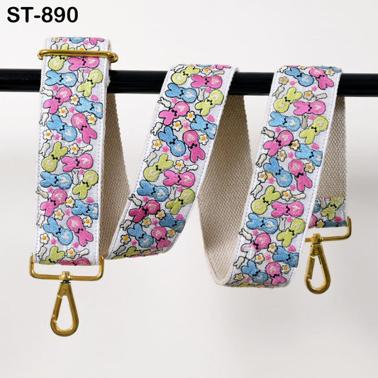 Embroidered Cotton Jacquard Messenger Bag Strap, Adjustable Crossbody Purse Strap (2" Wide)