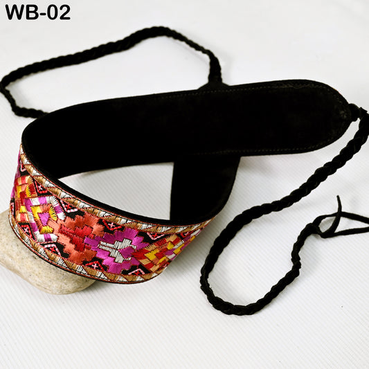 Reversible Embroidery Suede Leather Belt for Women, Bohemian Adjustable Obi Cinch Belt with Braided Ties, Wedding and Summer Dress Accessory