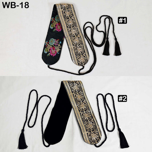 Reversible Embroidered Velvet | Brocade Sash Belt: Bohemian Wedding Dress Accessory (Customizable)