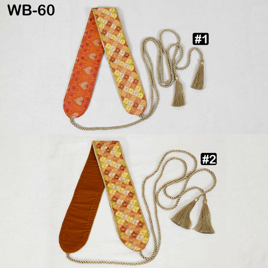Reversible Embroidered Obi Belt: Velvet and Brocade Back, Adjustable Boho Sash (Customizable)
