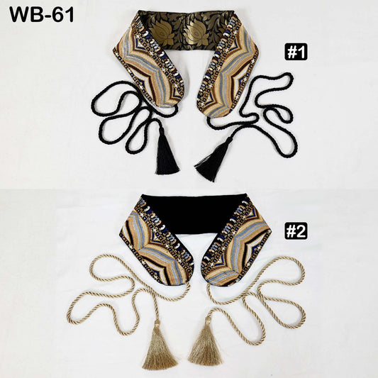 Reversible Embroidered Obi Belt: Bohemian Ethnic Sash for Dresses with Velvet and Brocade (Customizable)